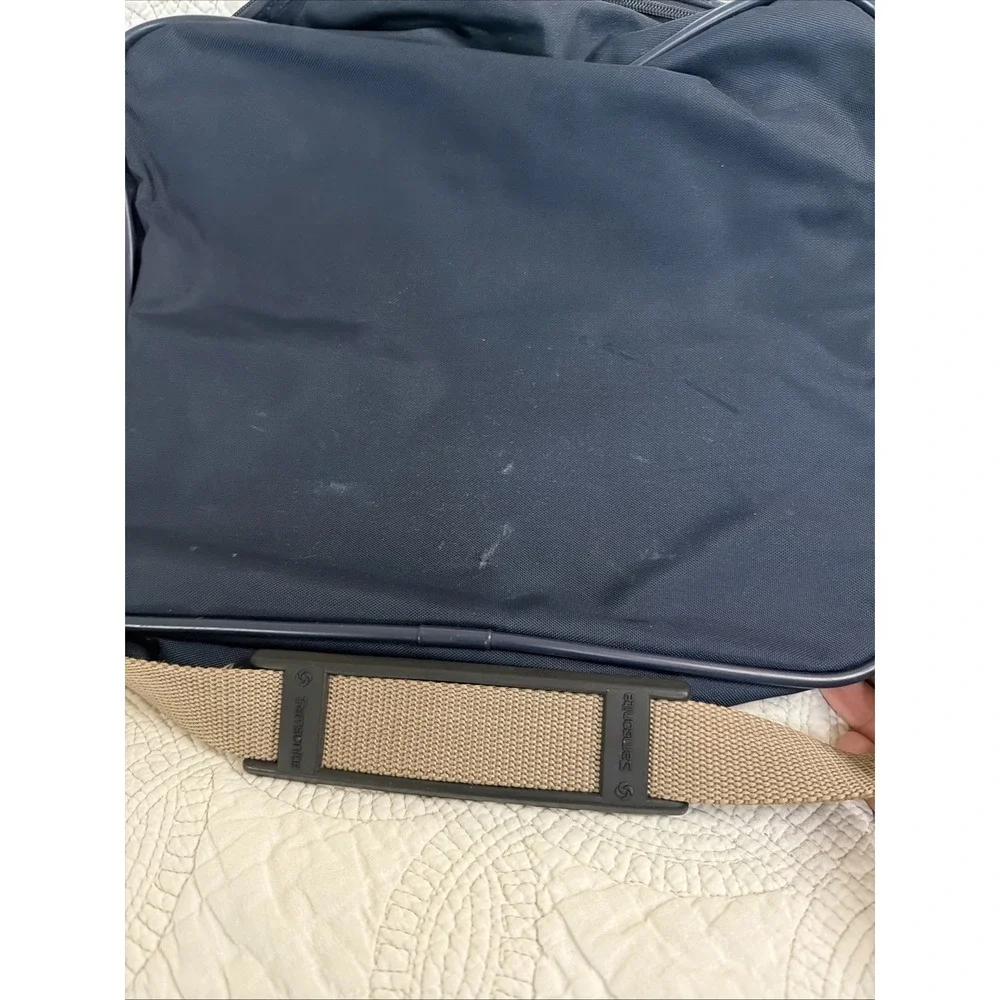 Vtg Samsonite Prospect 2000 Carry  On Shoulder Messenger Bag Navy Brown 13x11